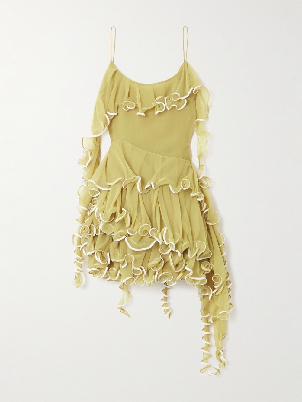 NWT TORY BURCH Jellyfish ruffled leather-trimmed chiffon mini dress $2,498 0